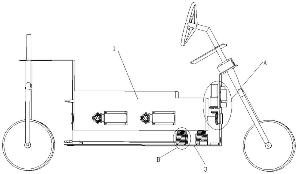 An anti-knock-down battery car structure