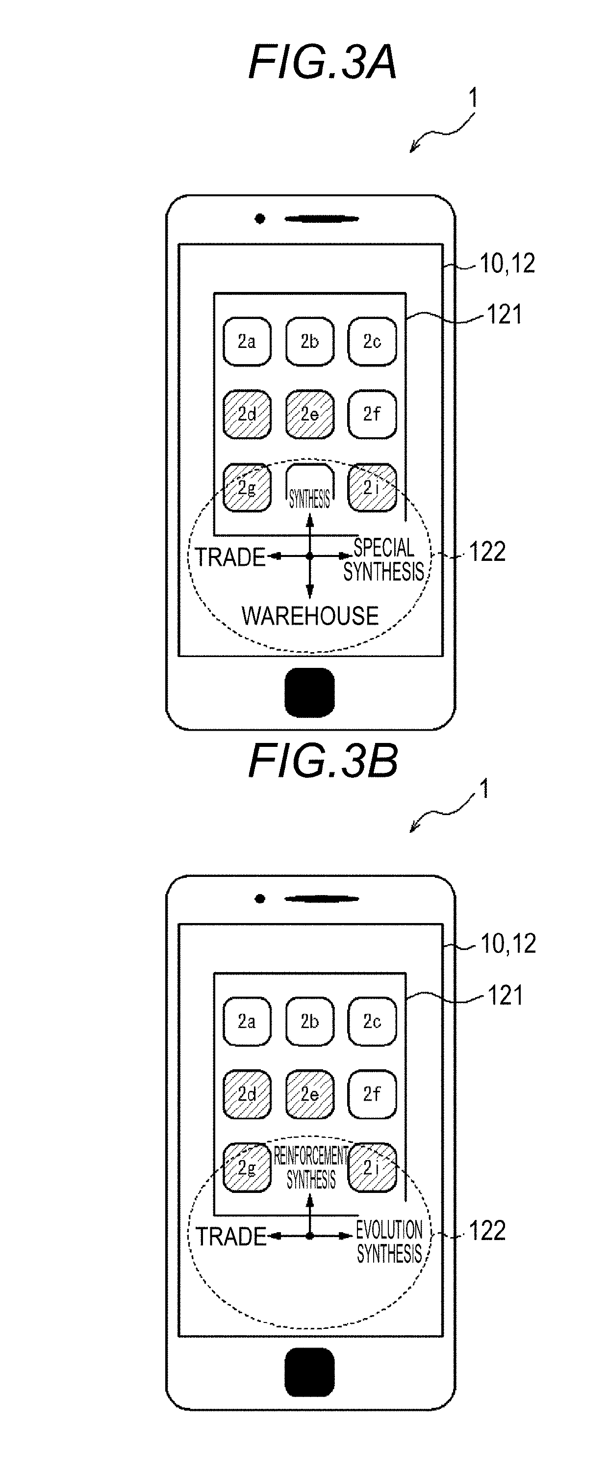 Game device having improved slide-operation-driven user interface