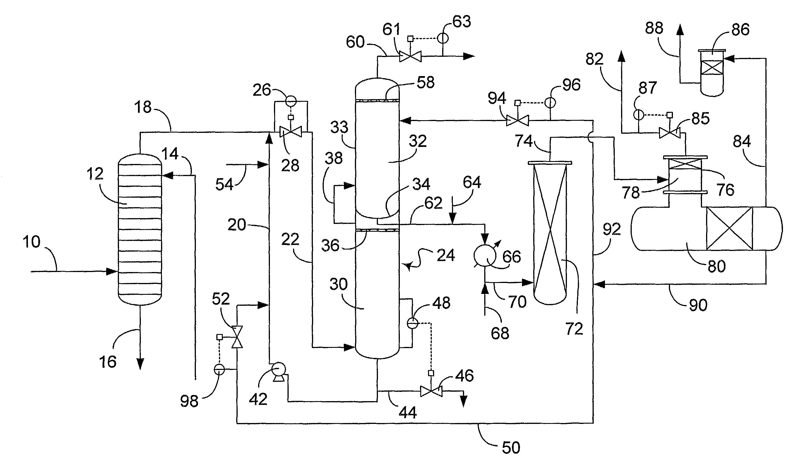 Apparatus and process for extracting sulfur compounds from a hydrocarbon stream