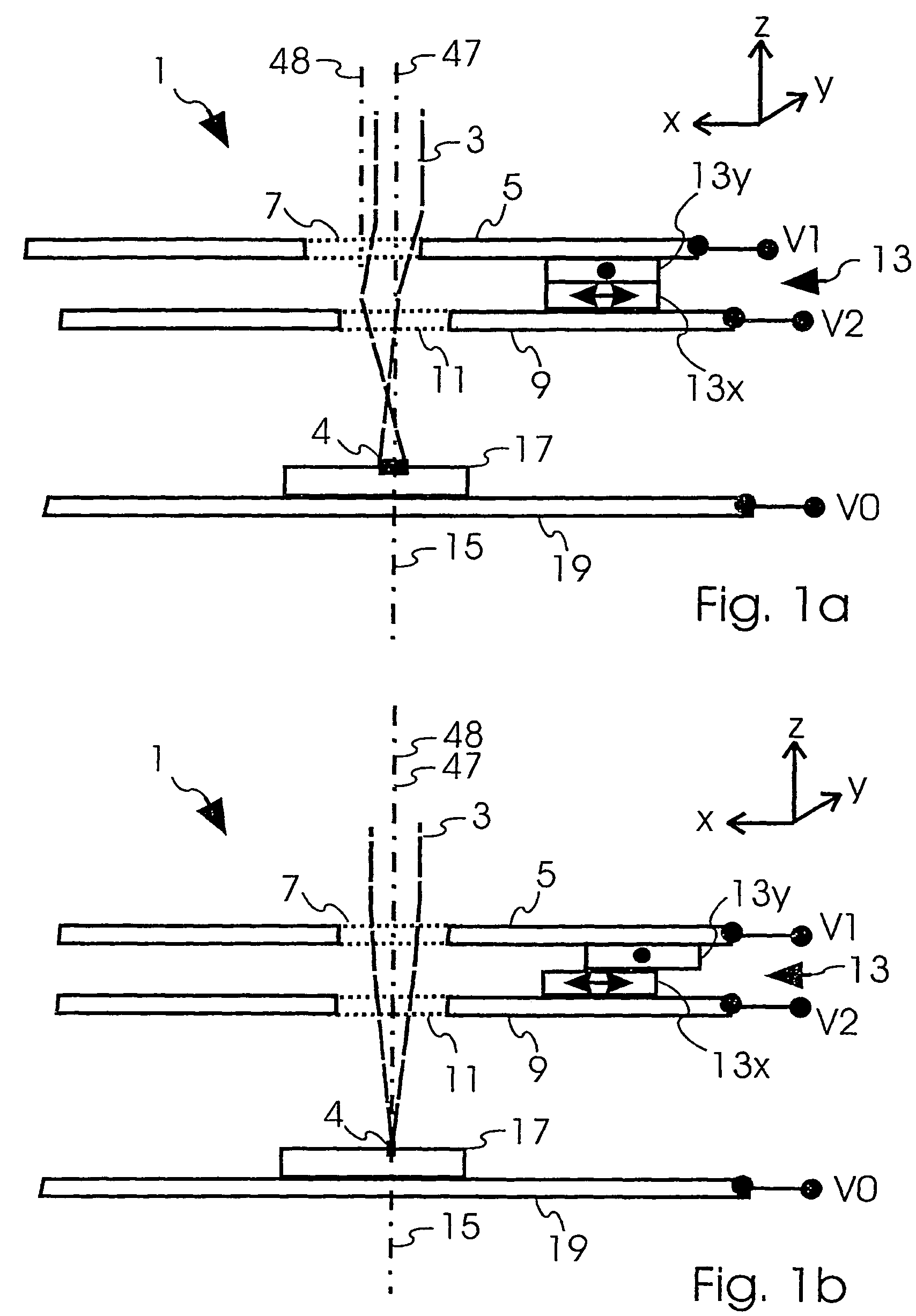 Beam optical component having a charged particle lens