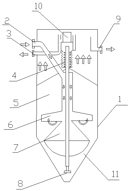 Continuous filtering device adopting up-flow type flowing bed and filtering method