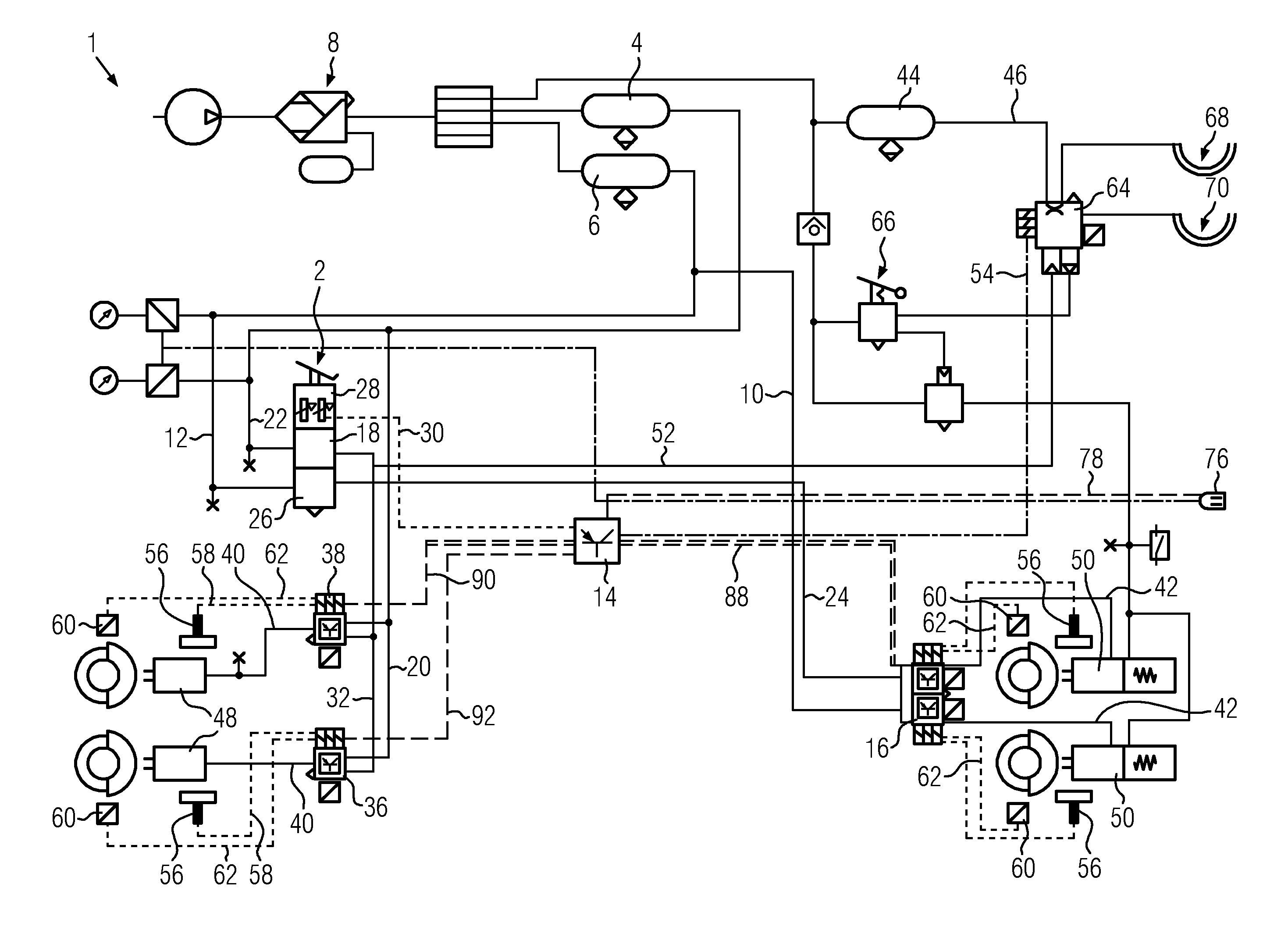 Method for braking a traction vehicle-trailer combination with reduced trailer braking force as a function of the response of the abs of the traction vehicle