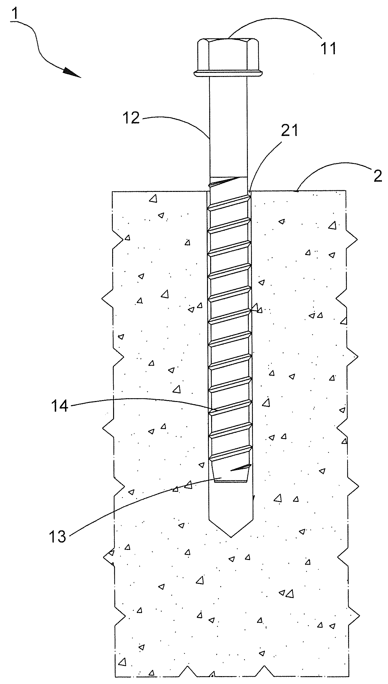 Fastening bolt for use in concrete