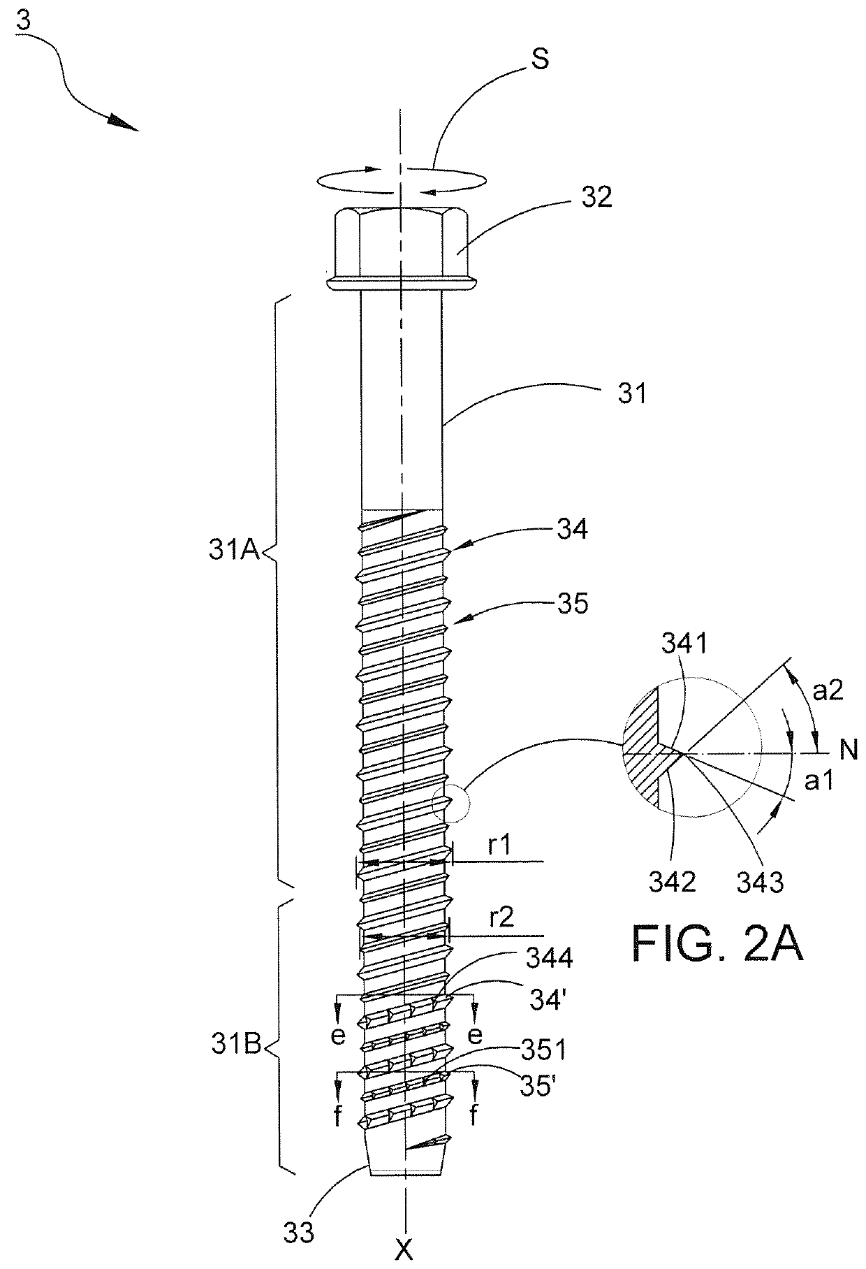 Fastening bolt for use in concrete