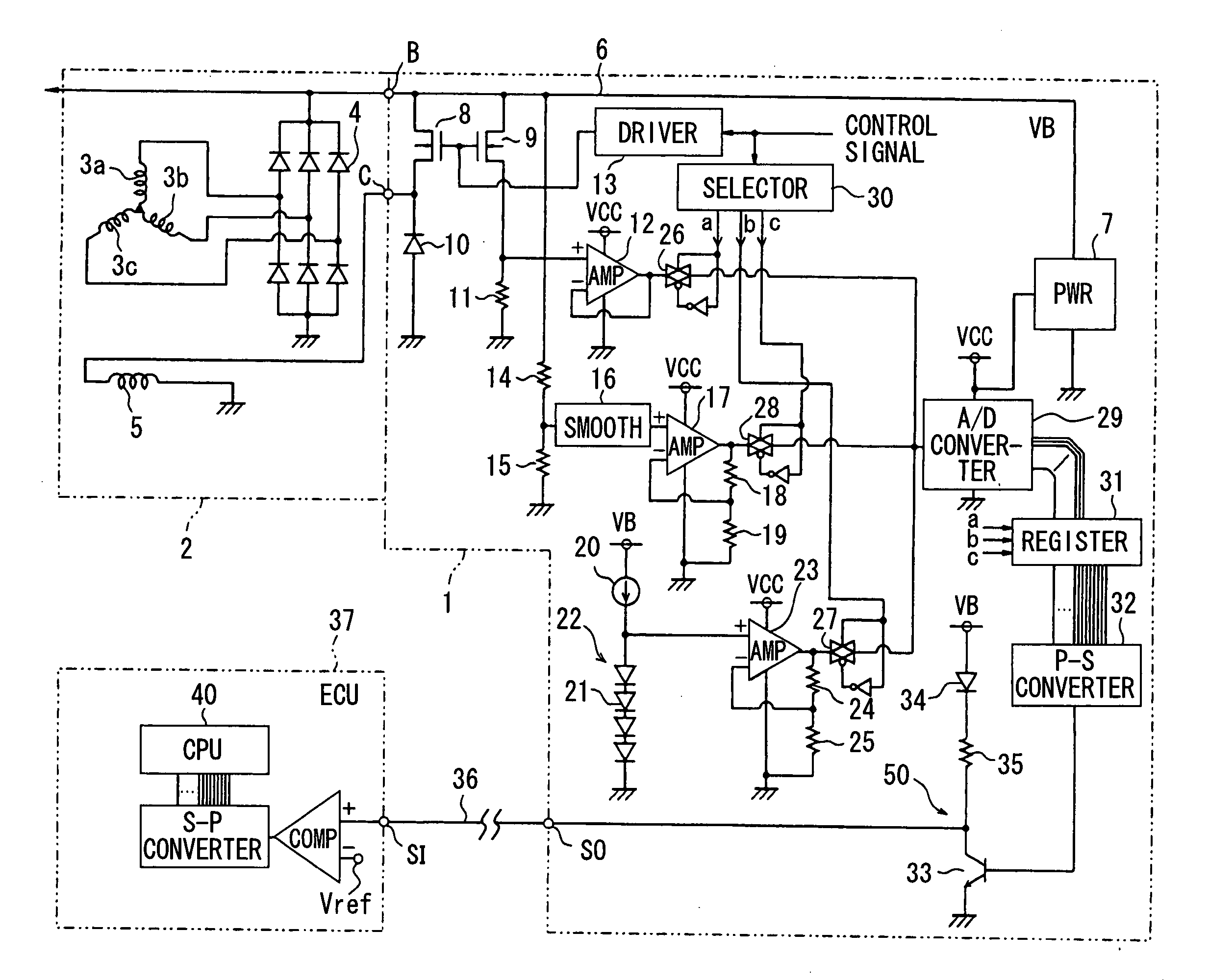 Signal detecting device and method for inductive load