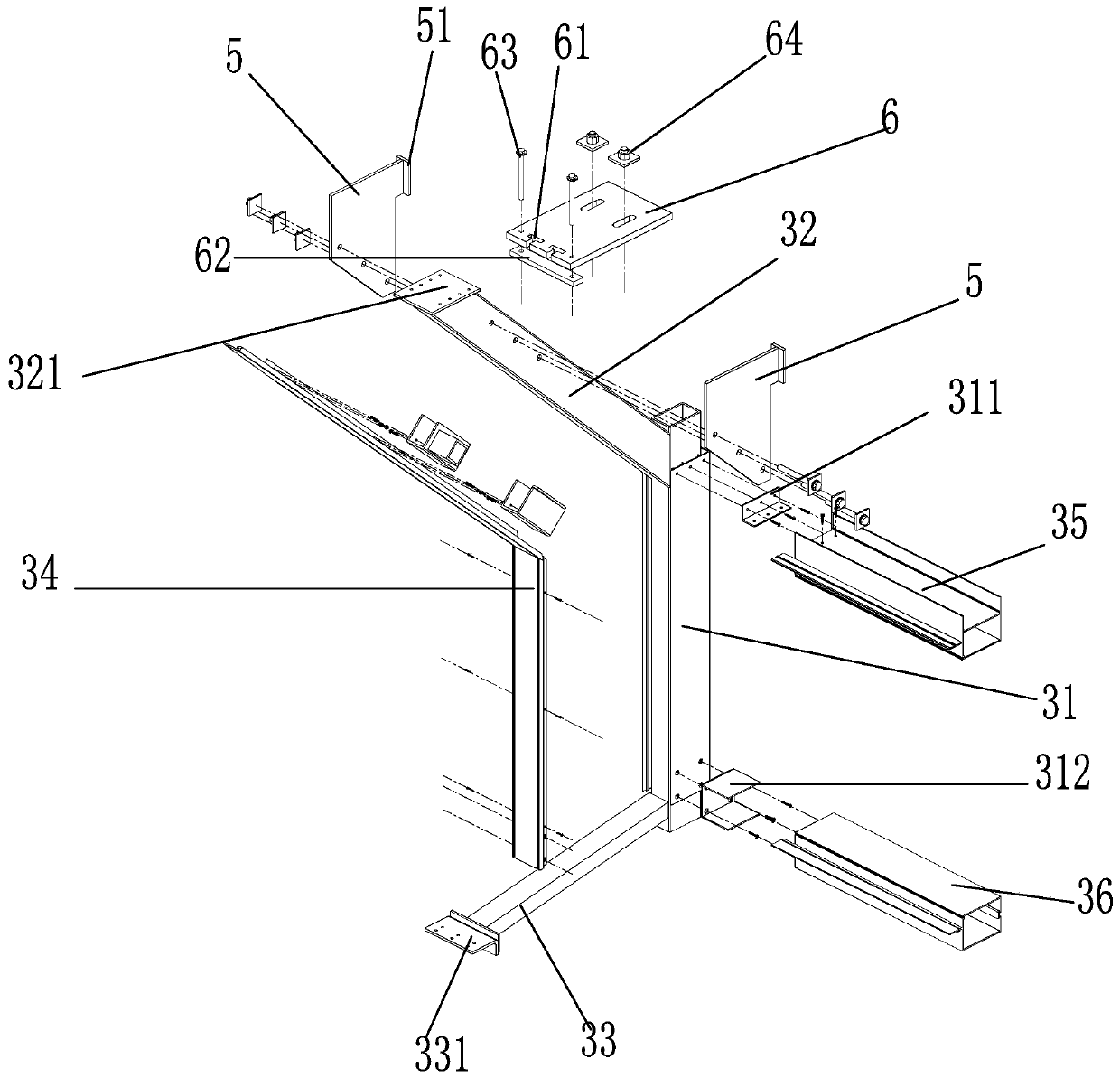 Interlayer concave combined type unit curtain wall