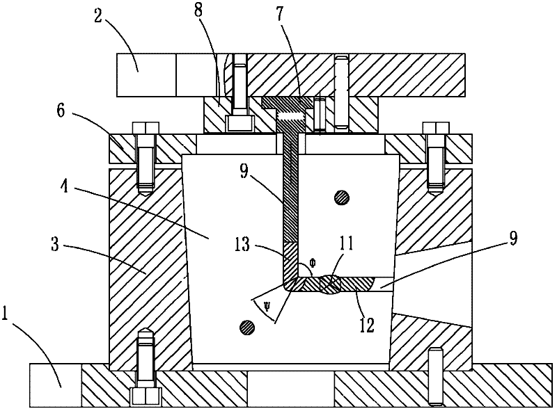 Equal channel angular extruding, twisting and deforming mold for large plastic forming process