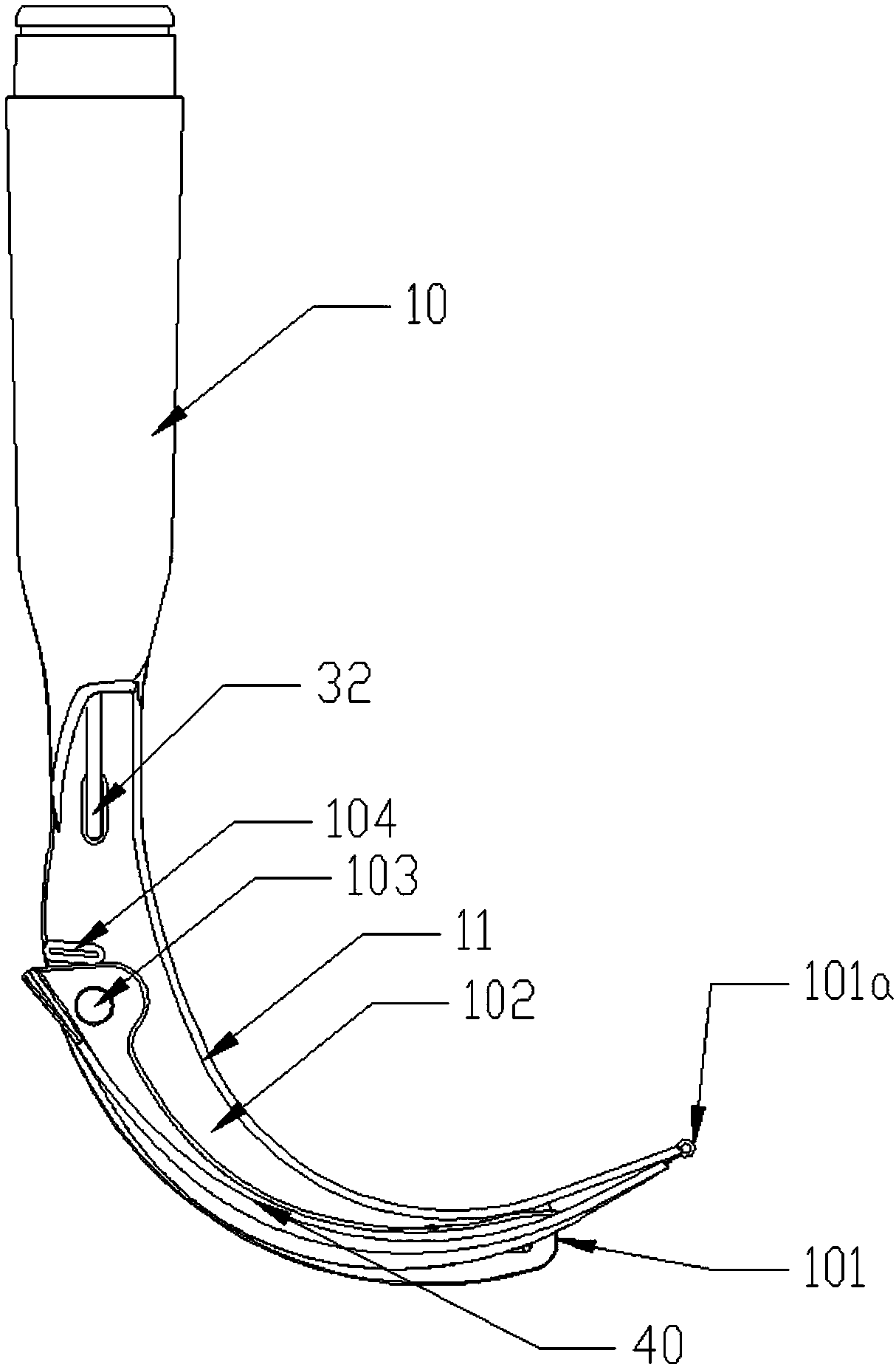 Visual laryngoscope with movable guide piece