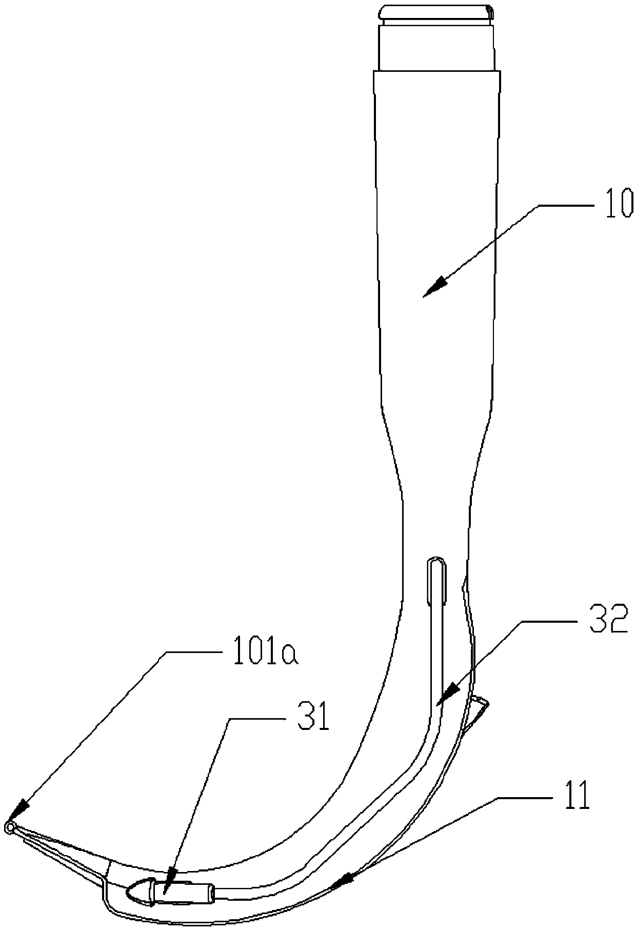 Visual laryngoscope with movable guide piece