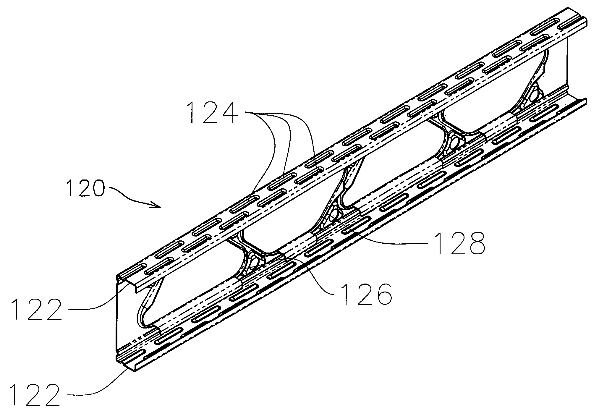 Stud with lengthwise indented grooves, and with intervening planar surfaces, and method