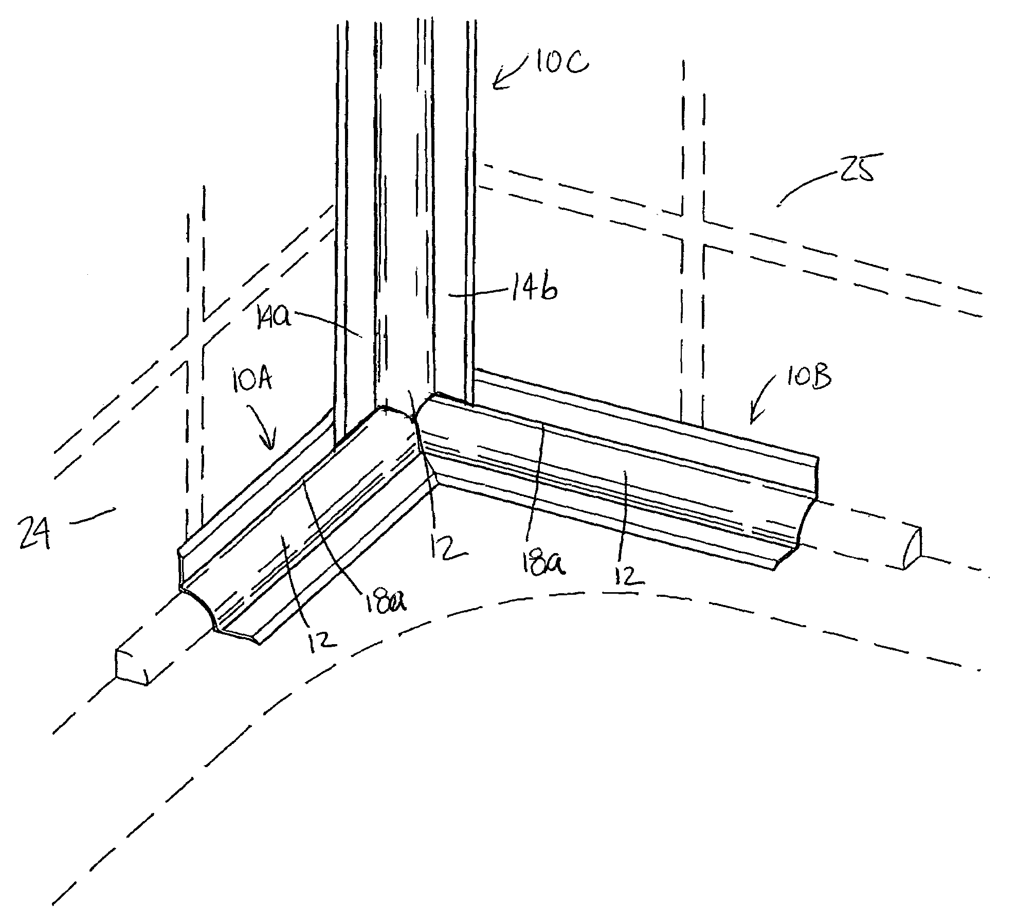 Device for concealing caulking joint and method