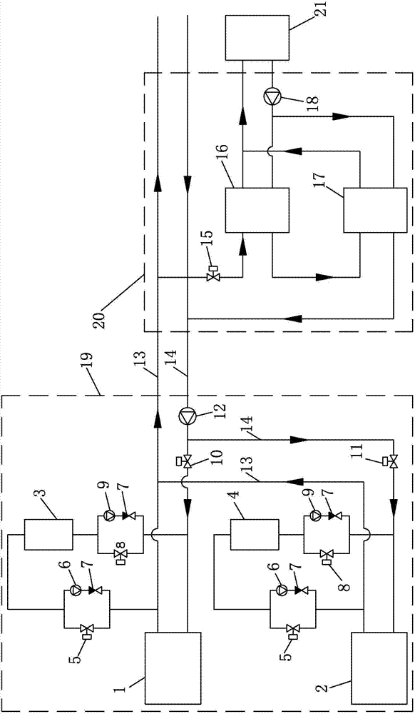 Multi-device combined high-low-temperature independent heat storage and supply system based on wind curtailment electric energy