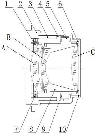 Fixed non-refrigeration long wave infrared hybrid athermal lens and installation method thereof