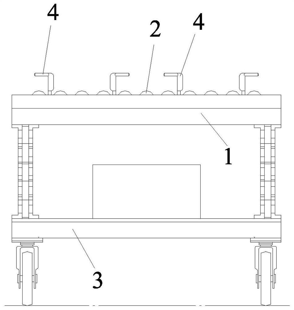 Lifting device for mounting top trunking box in passenger train and mounting method of trunking box