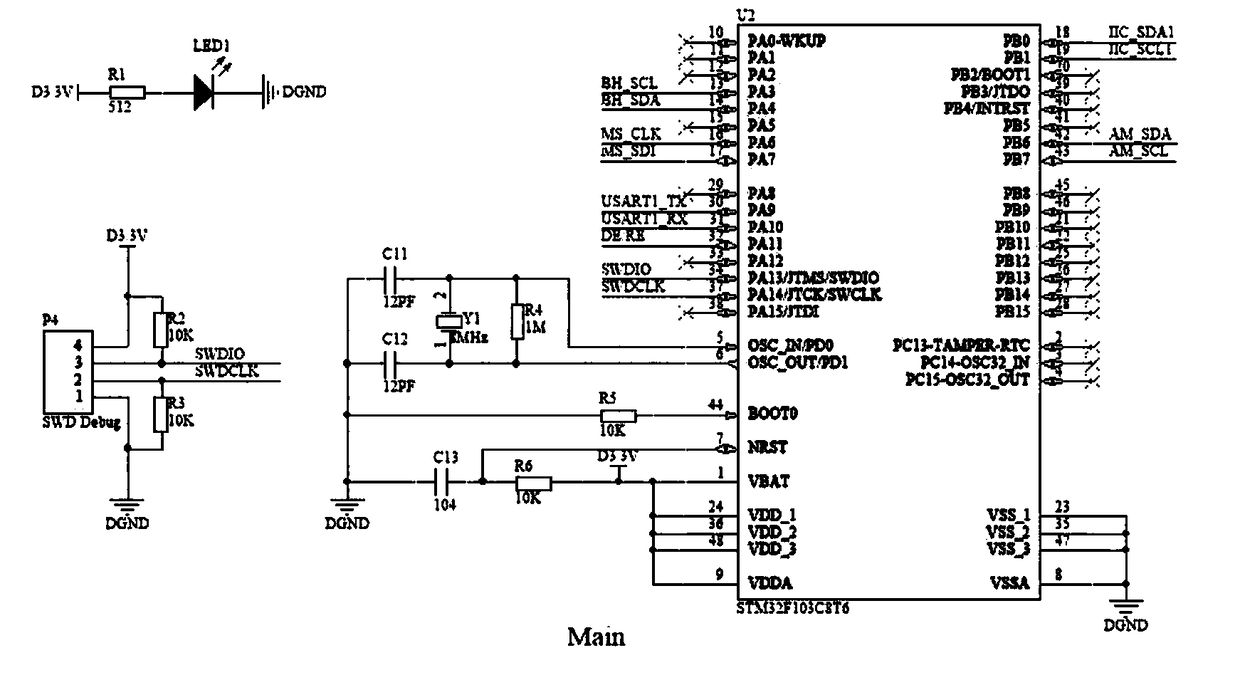 Single-chip machine based marine engine room temperature, humidity and smoke monitoring system