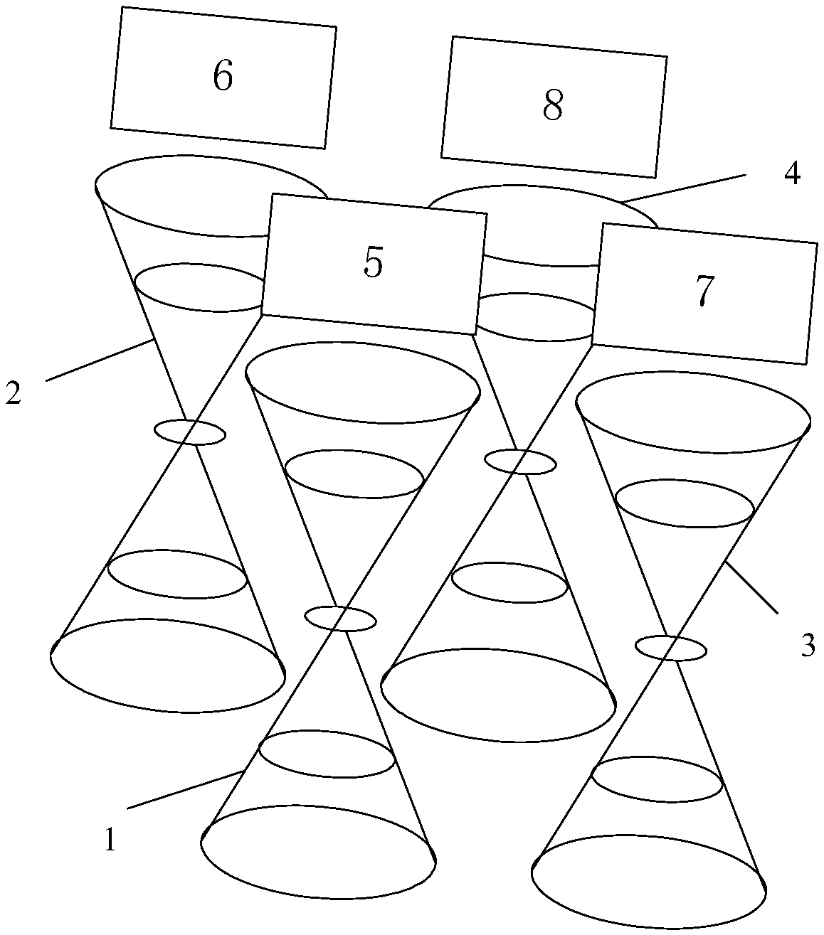 Internal and external view field mixing splicing method for large-width camera