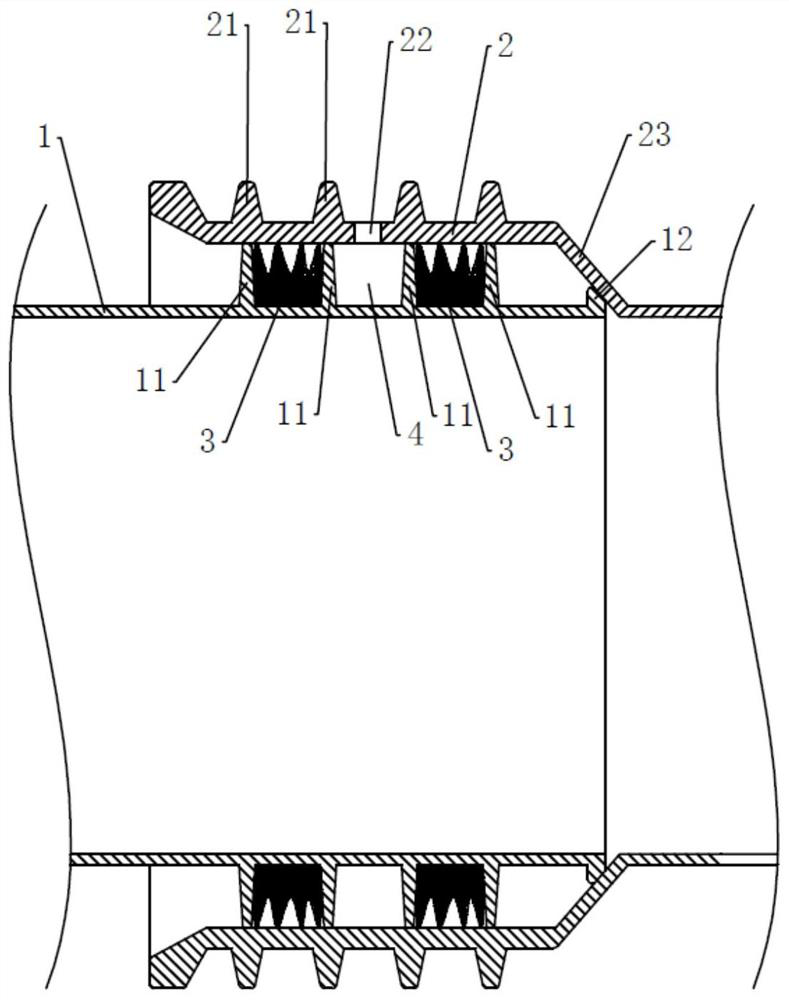 A polyolefin drainage pipe with frd double seal instant detection closed water socket joint