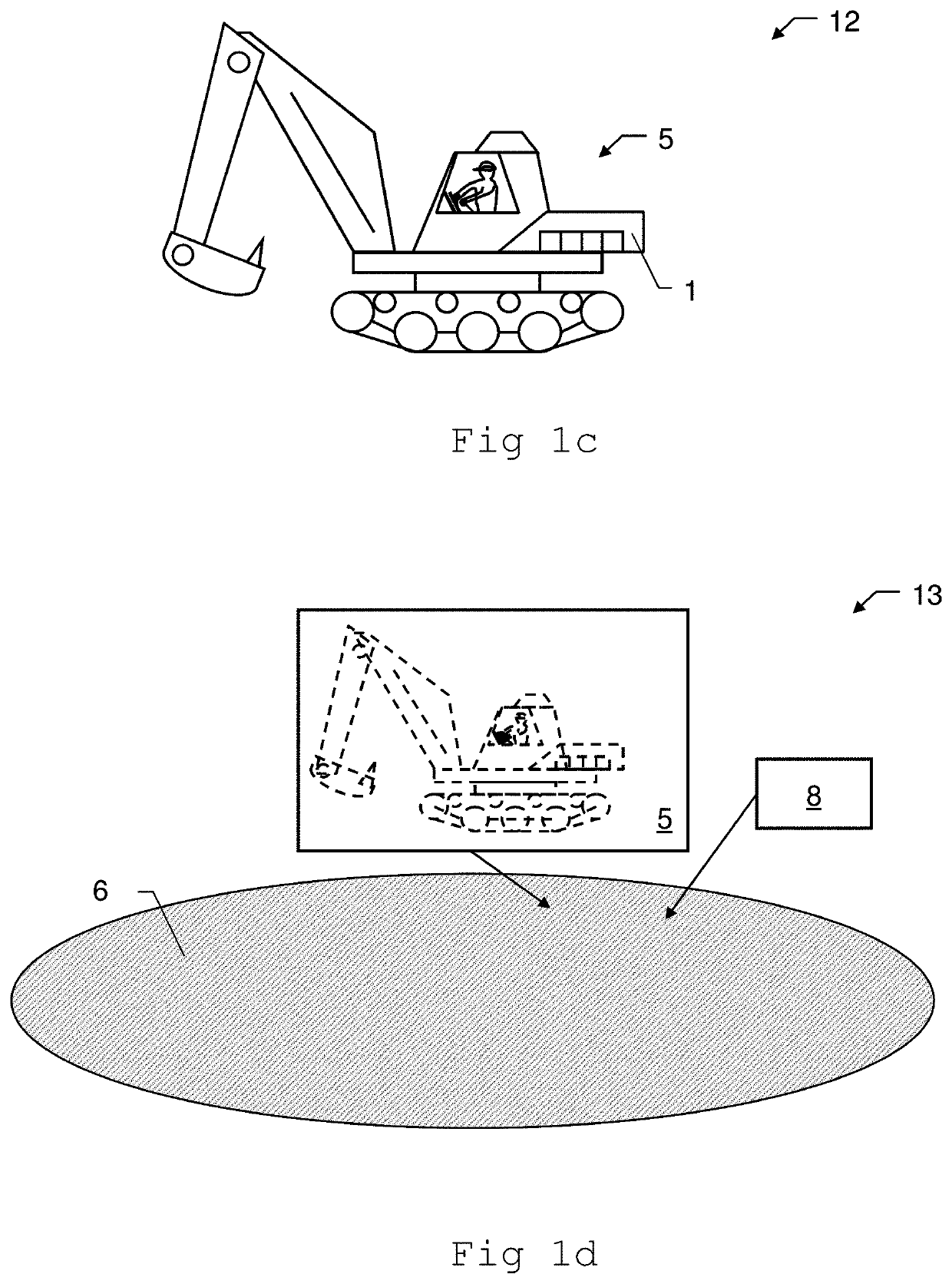 Method and device for augmenting a person's view of a mining vehicle on a mining worksite in real-time