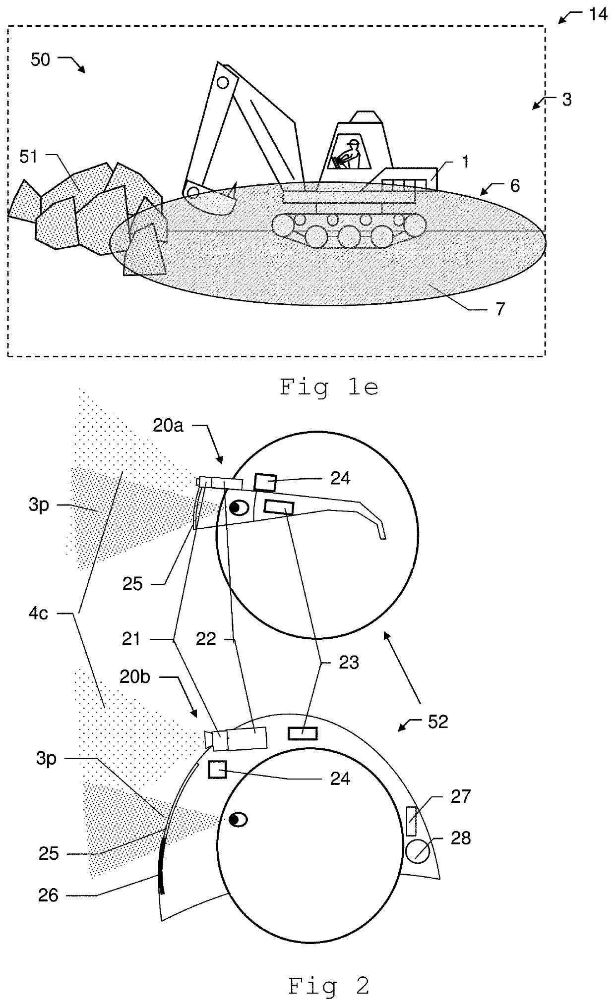 Method and device for augmenting a person's view of a mining vehicle on a mining worksite in real-time