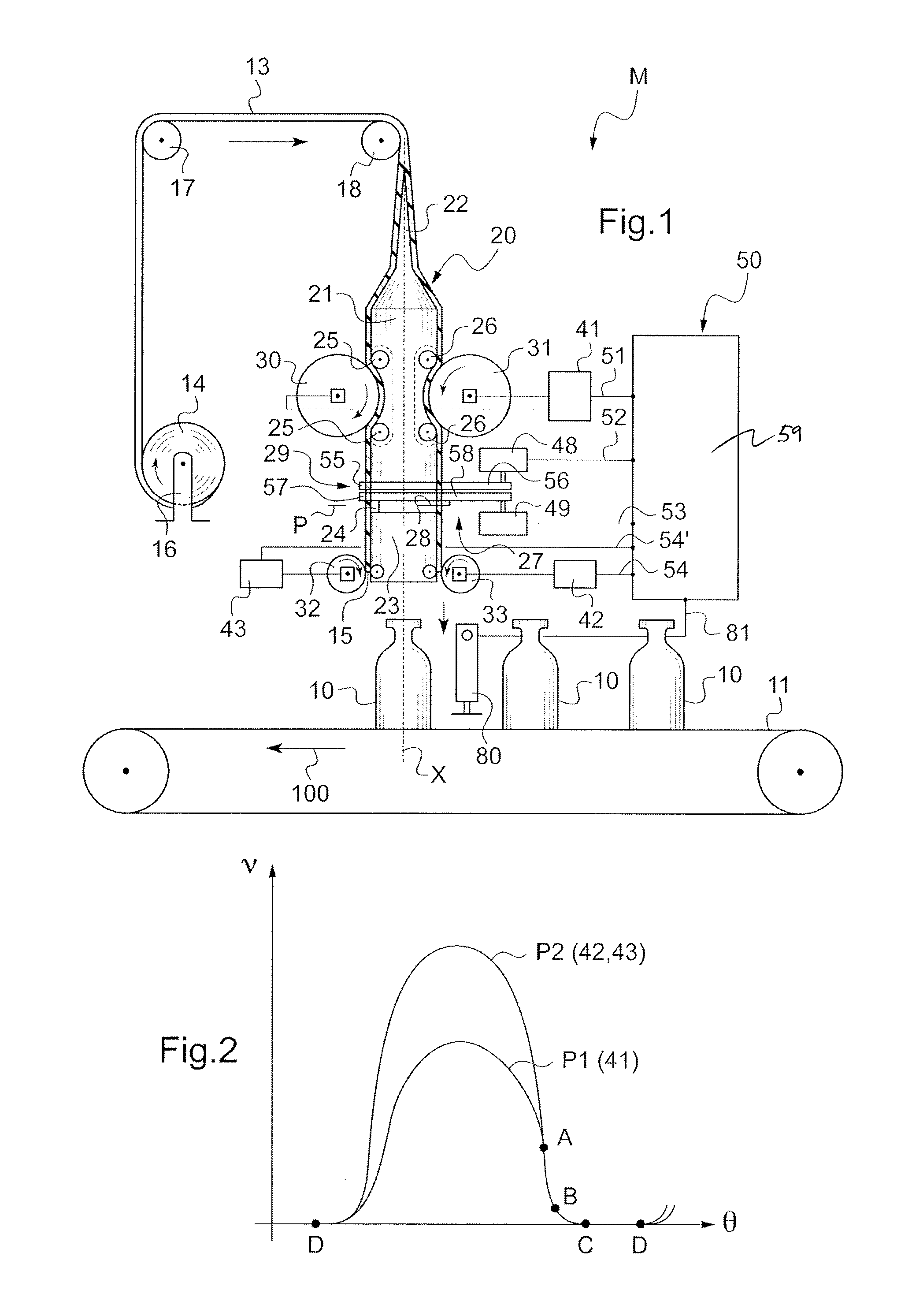 Device for placing sleeves on traveling articles