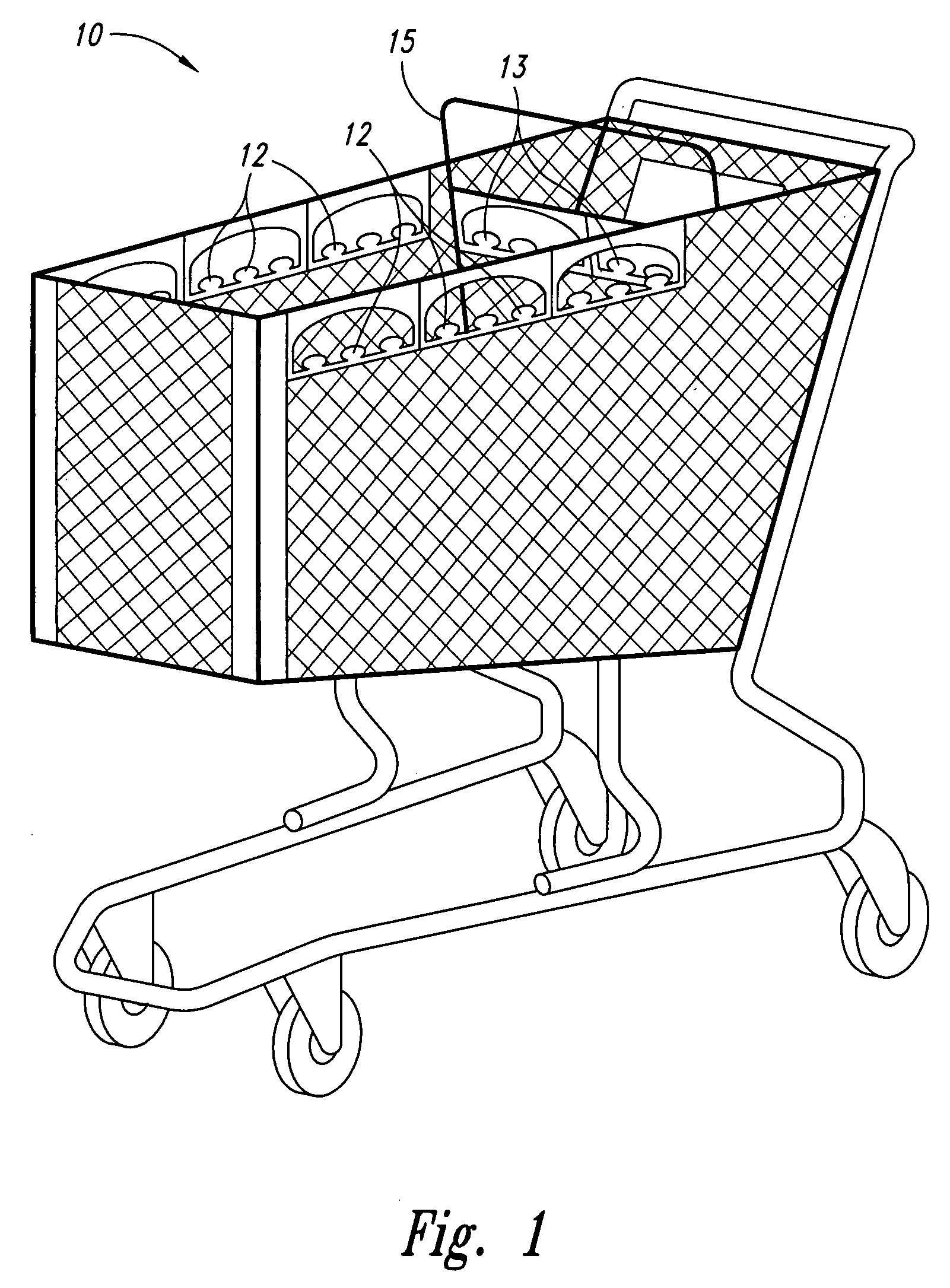 Mutually nestable shopping carts having bag hangers