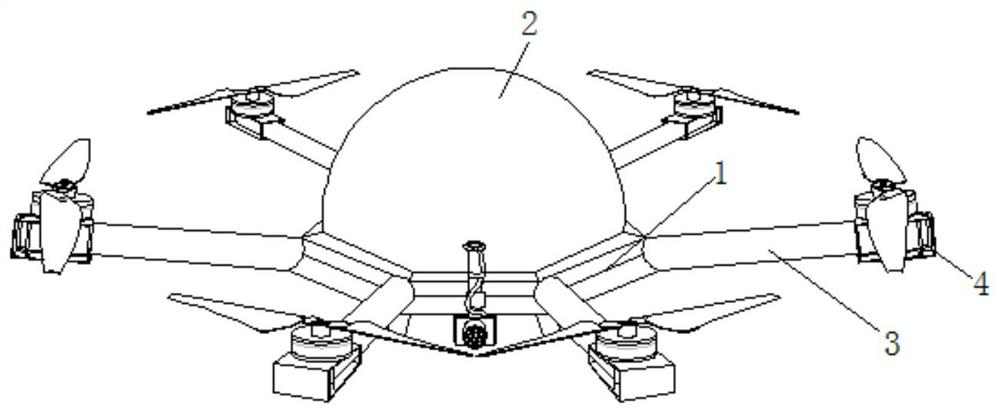 A spraying drone device that prevents the wings from being stuck in the branches and cannot escape