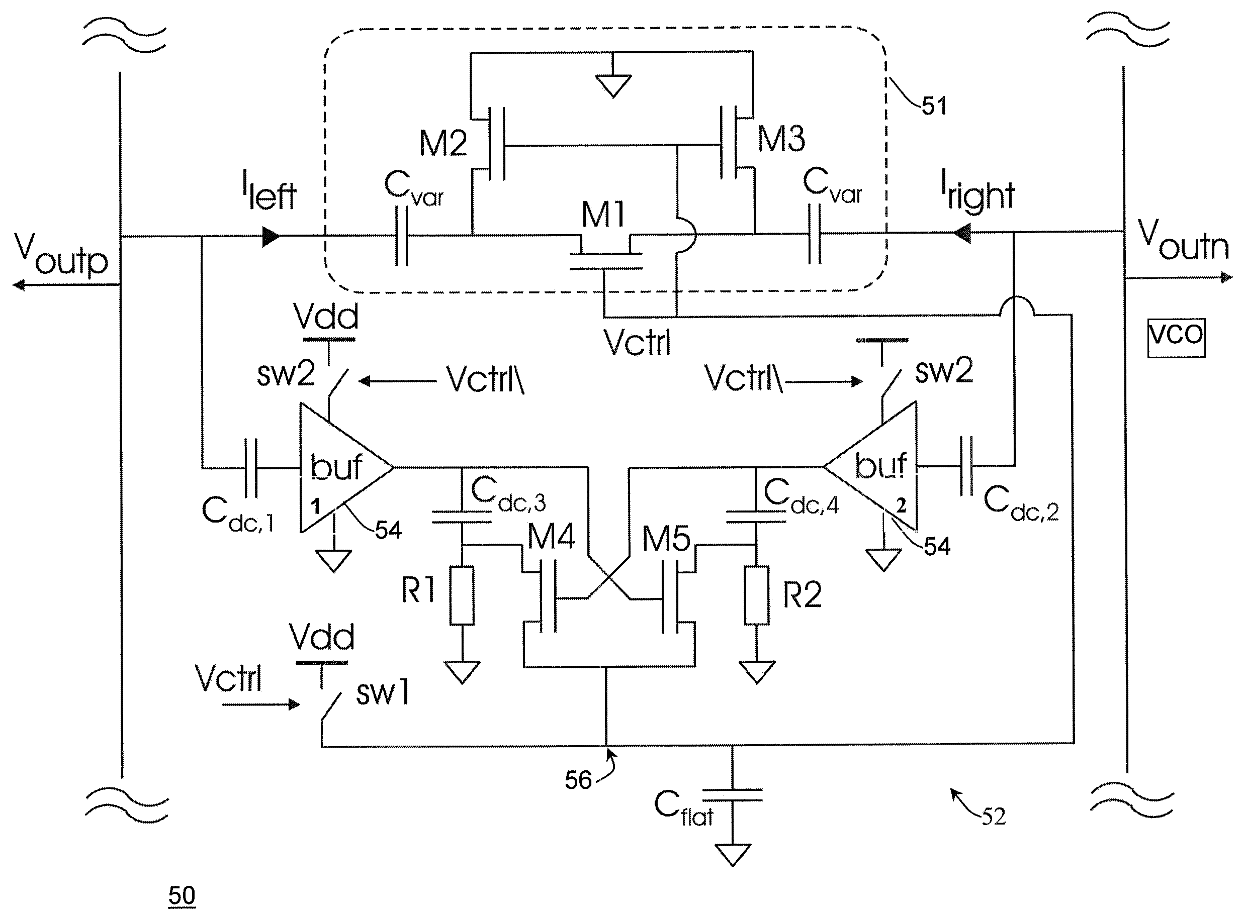 Varactor bank switching based on negative control voltage generation