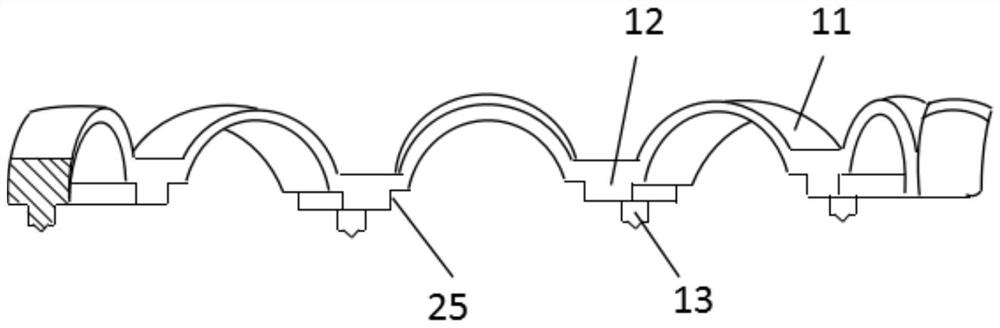 Wave-shaped ball bearing retainer structure made of engineering plastics and connecting method