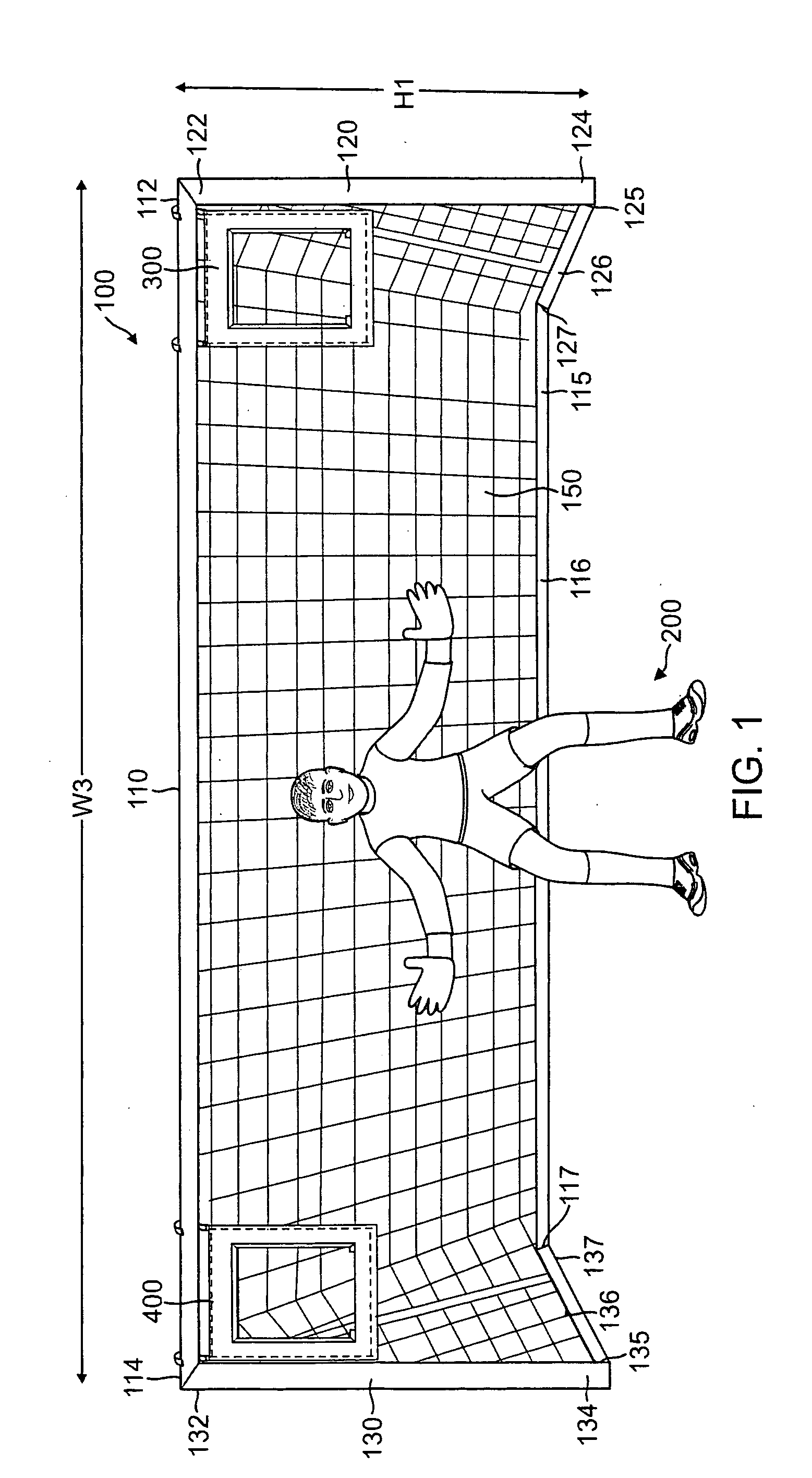 Portable target to enable an individual to practice kicking soccer balls through what is considered the most difficult location for a goal tender to guard against