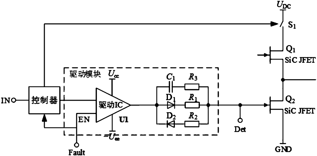 A normally-on sic JFET drive circuit with self-protection function