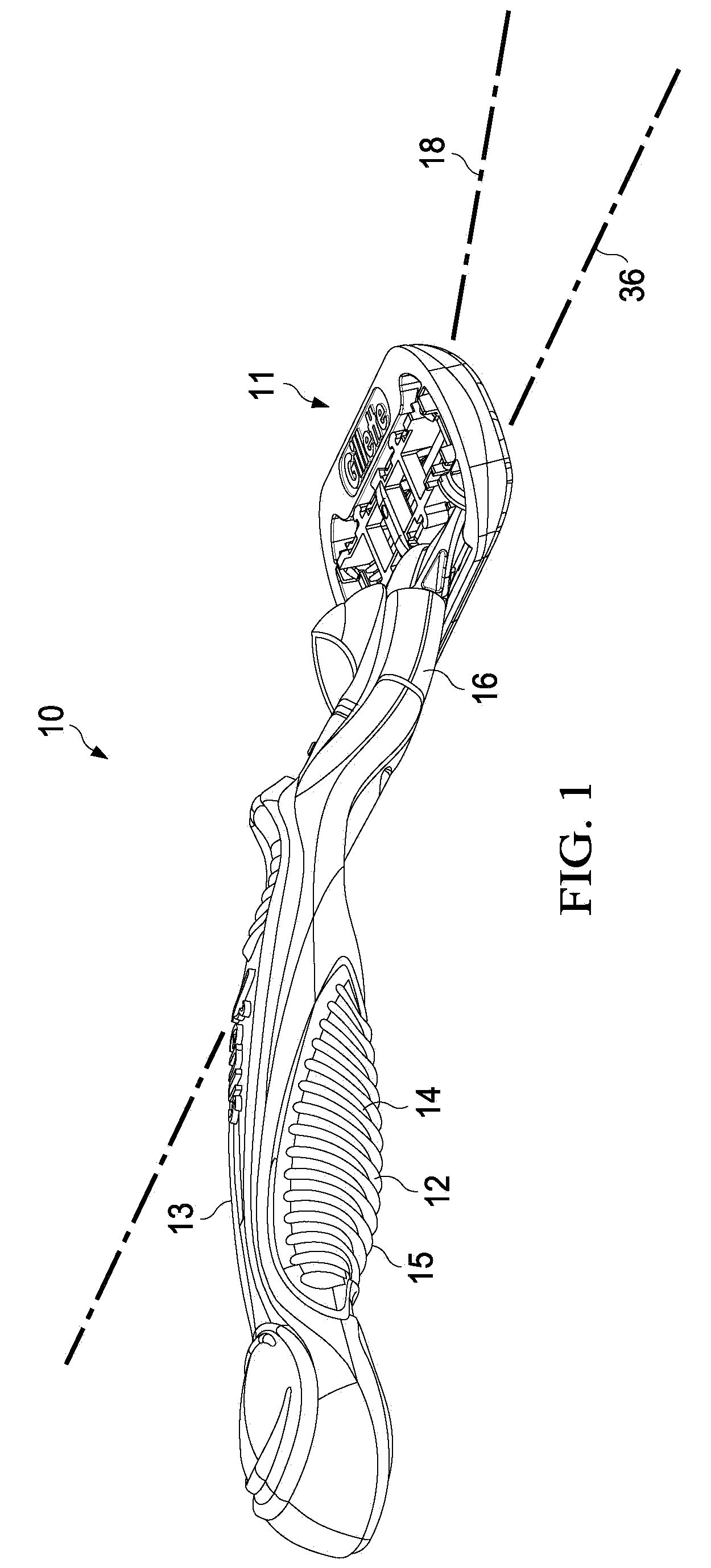 Safety razor with rotational movement and locking button