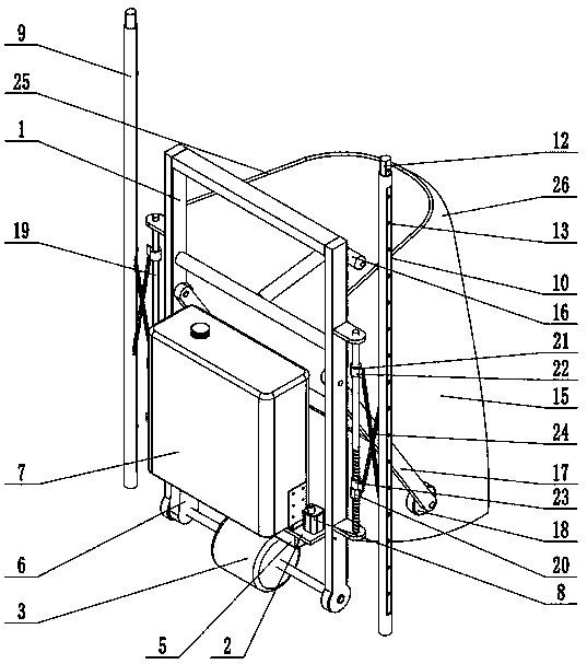 Pesticide spraying device for trellis-climbing-type vegetables