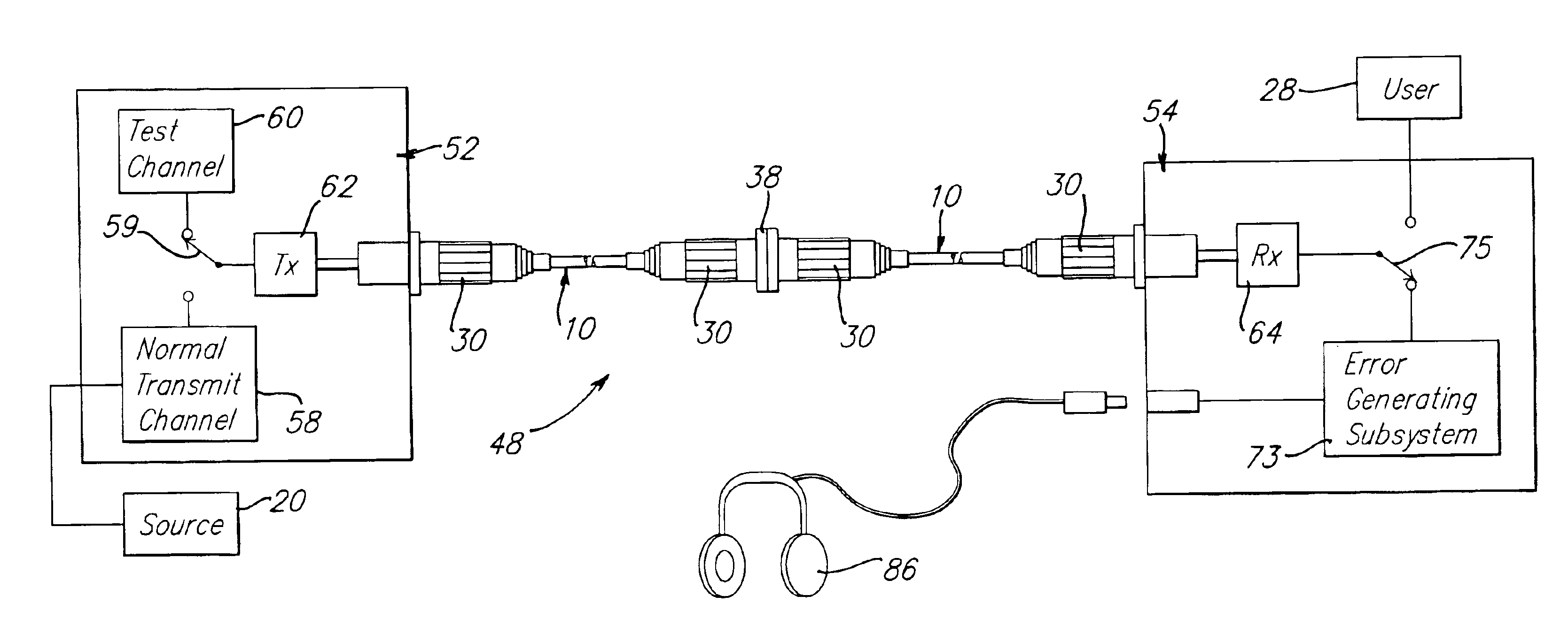 Method for audibly measuring optical efficiency in an installed fiber optic link