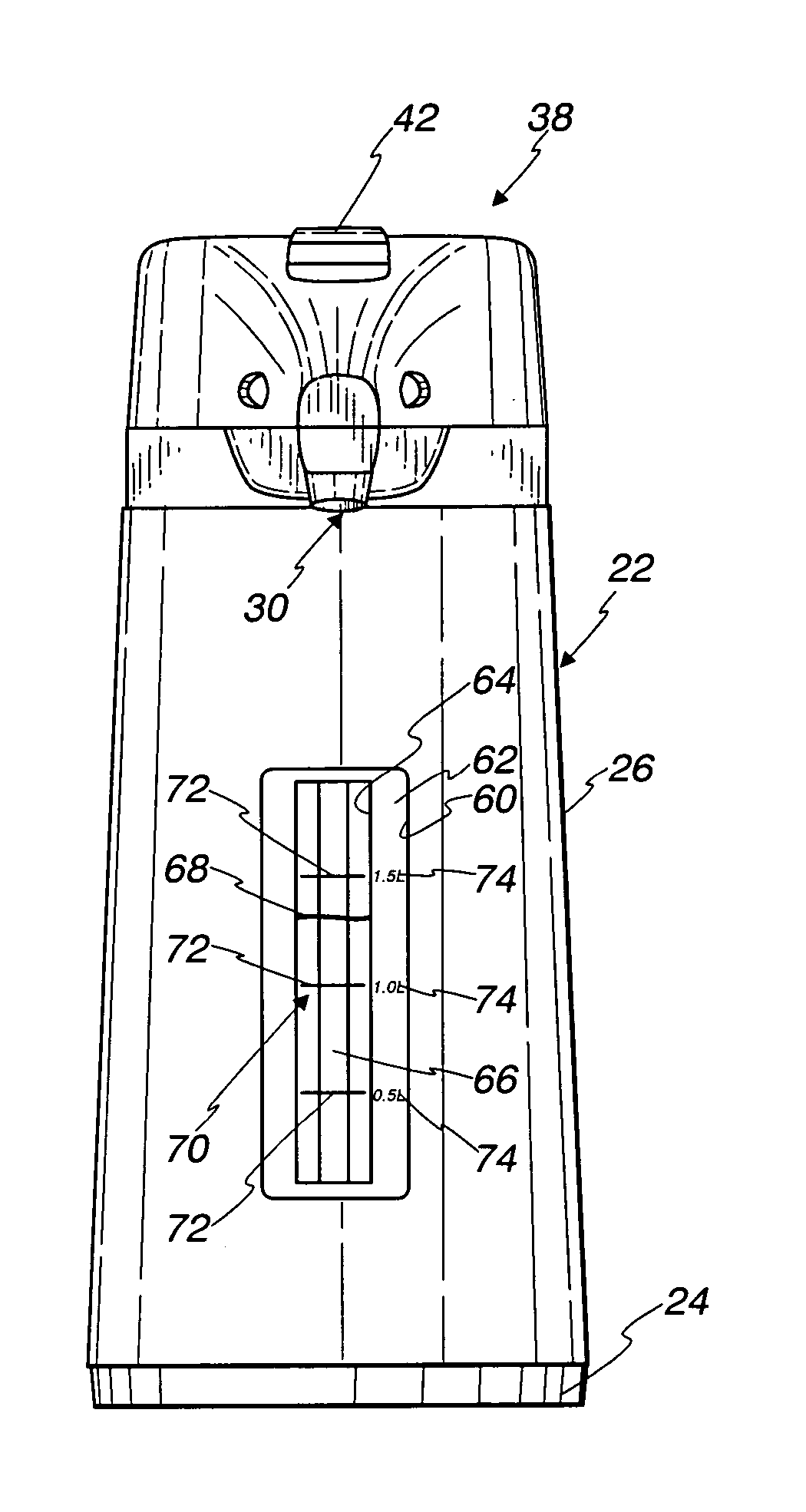 Carafe with contents volume indicator