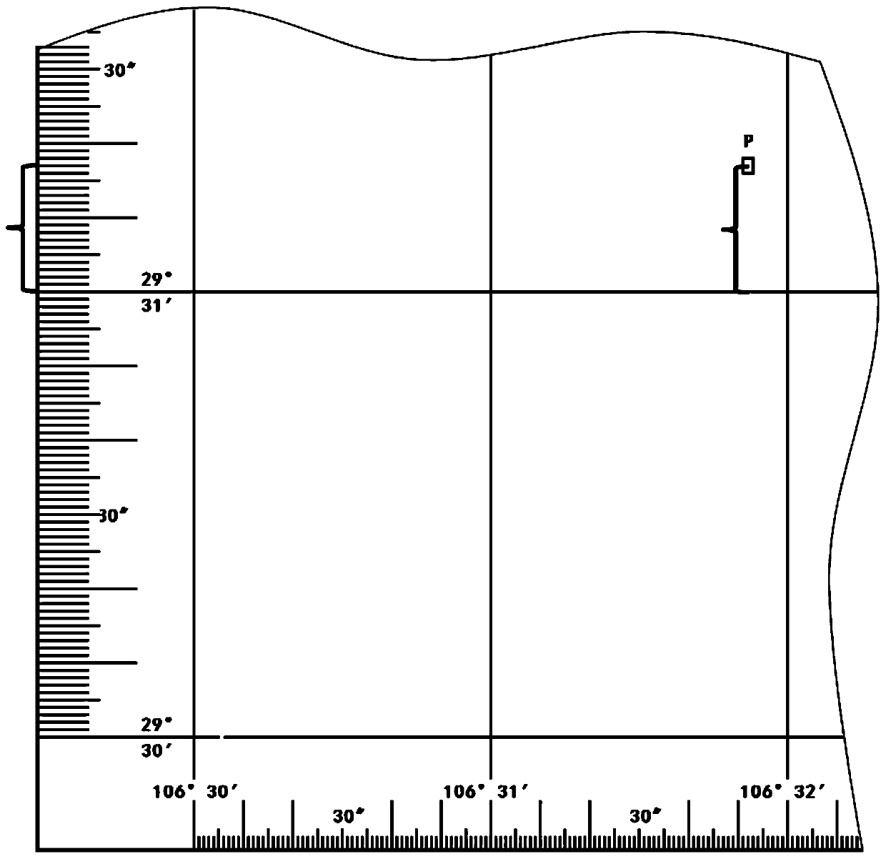 The application of geographical coordinates in large-scale maps, the method of measurement and the realization of the method map