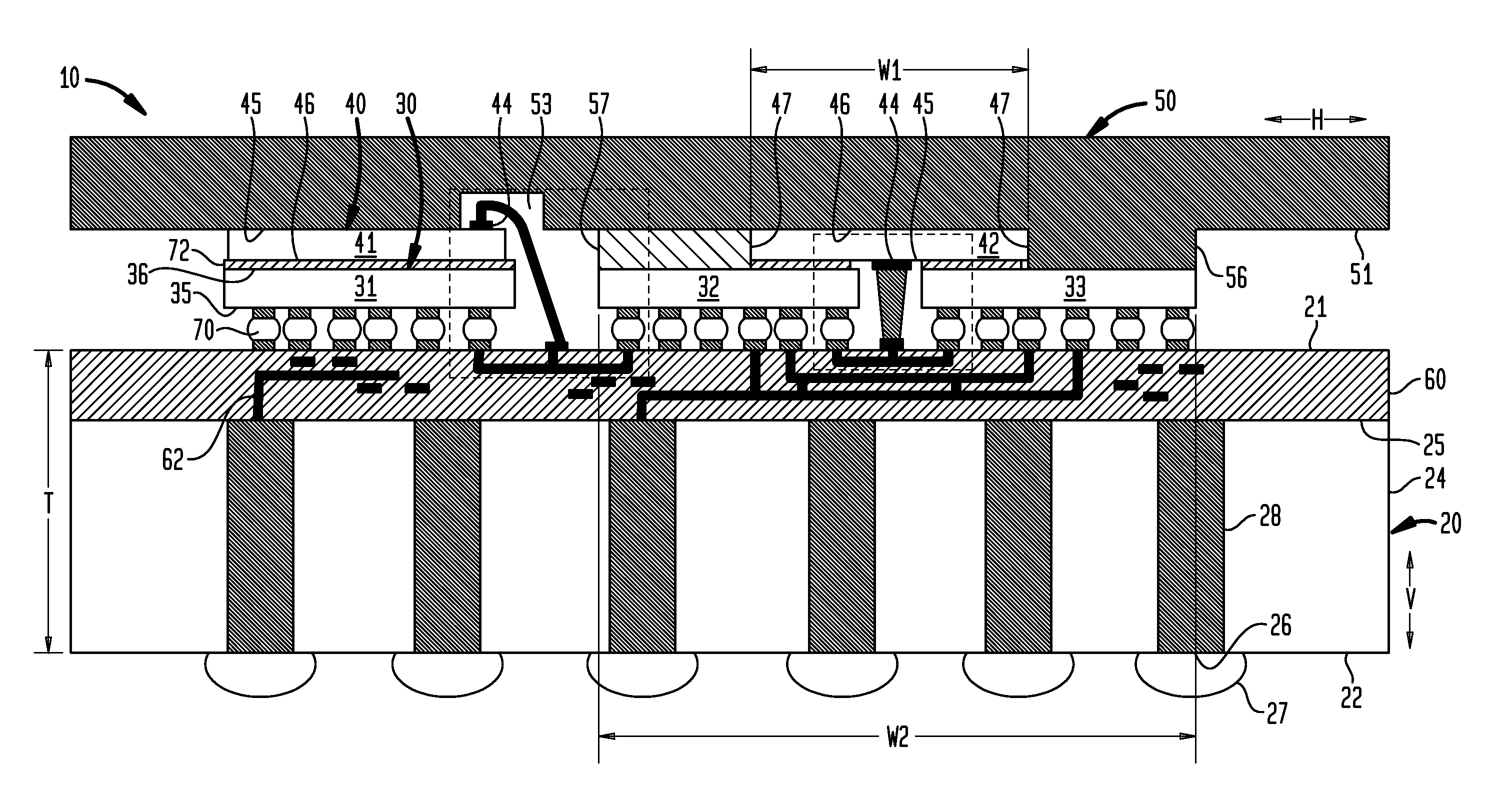 Multi-chip module with stacked face-down connected dies