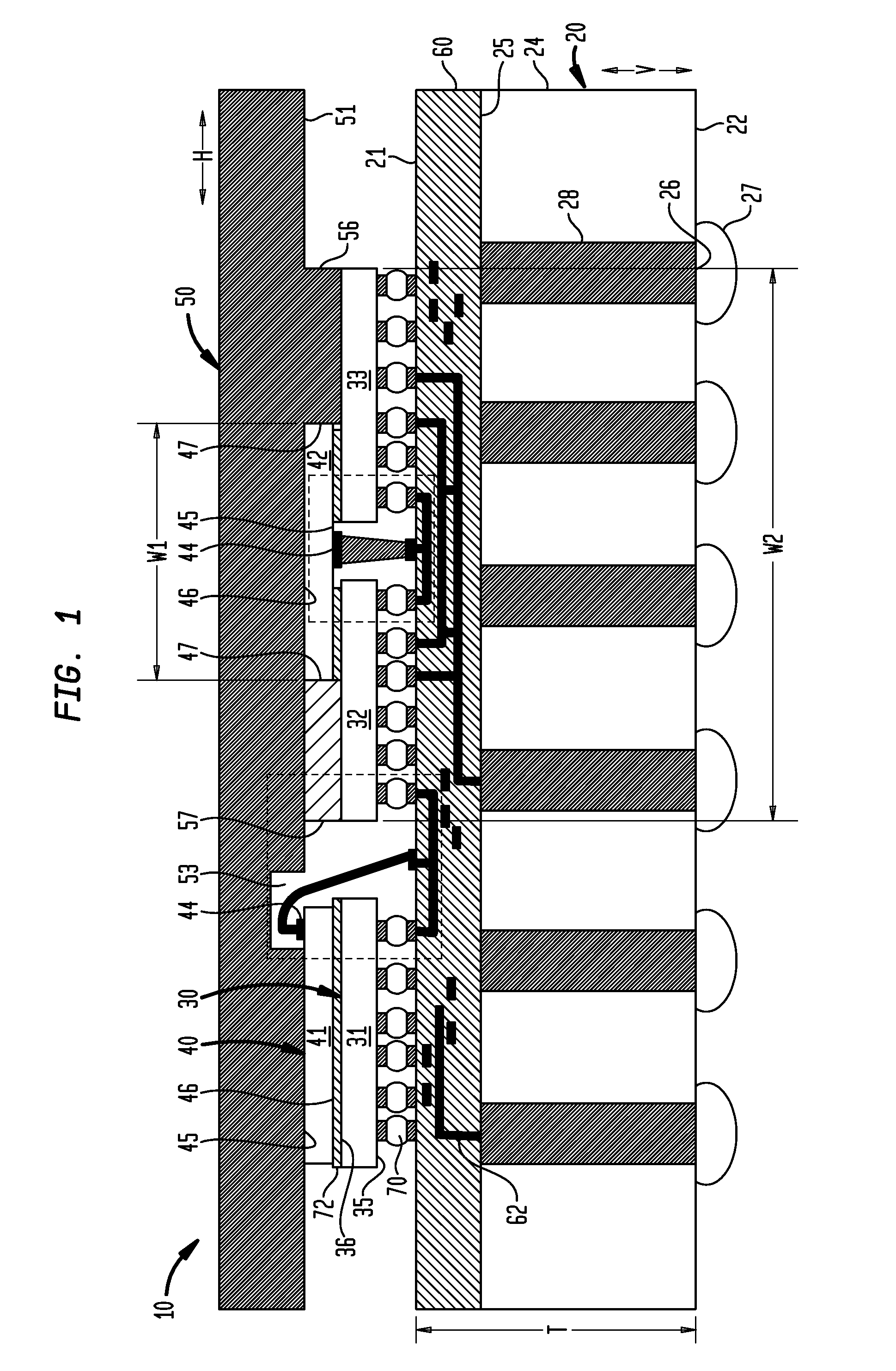 Multi-chip module with stacked face-down connected dies