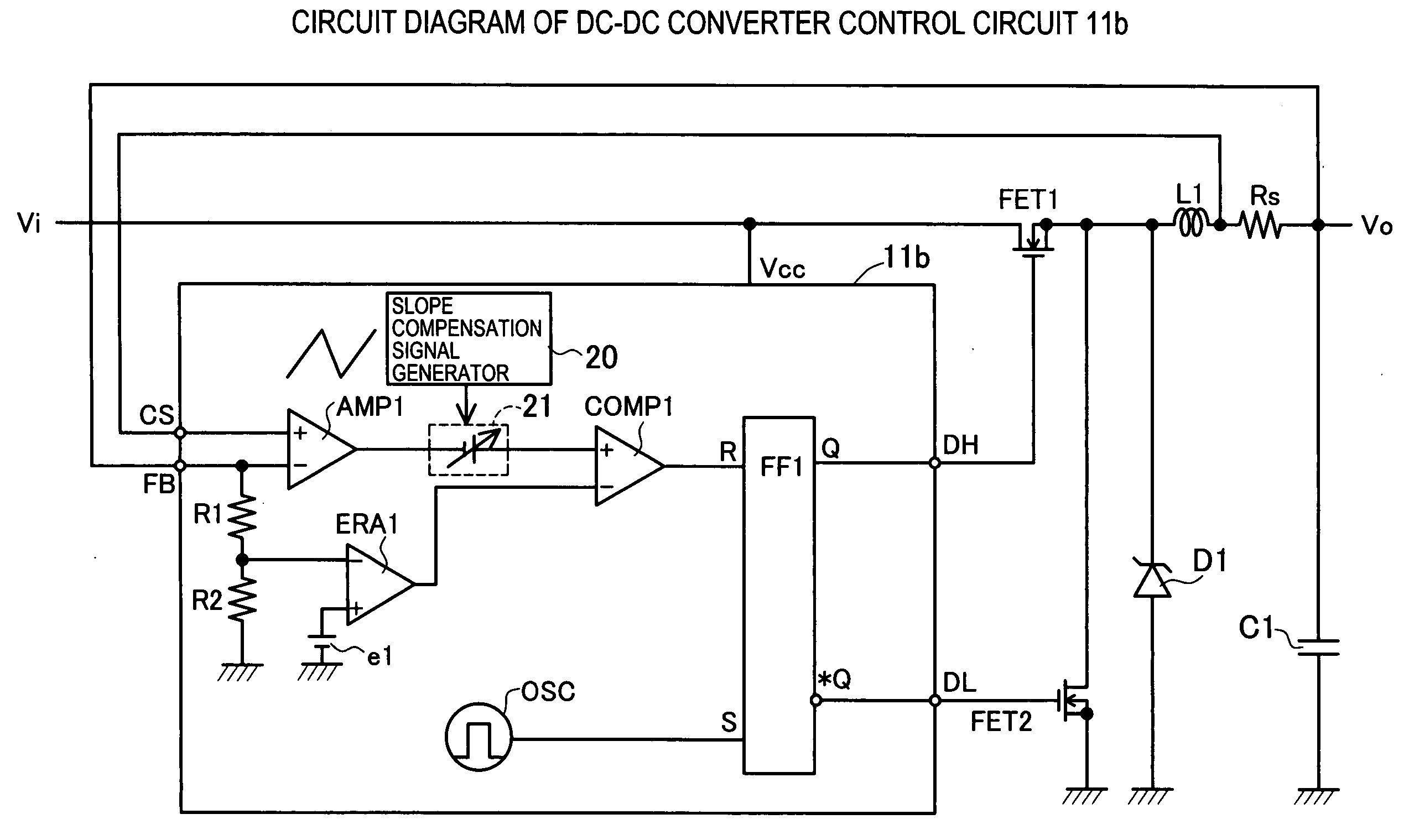 Control circuit and control method of current mode control type DC-DC converter