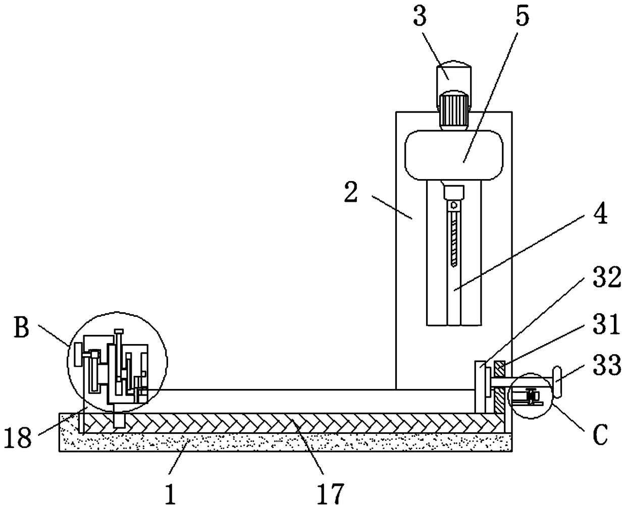 Bench drill for drilling holes in round pipe workpiece at equal intervals