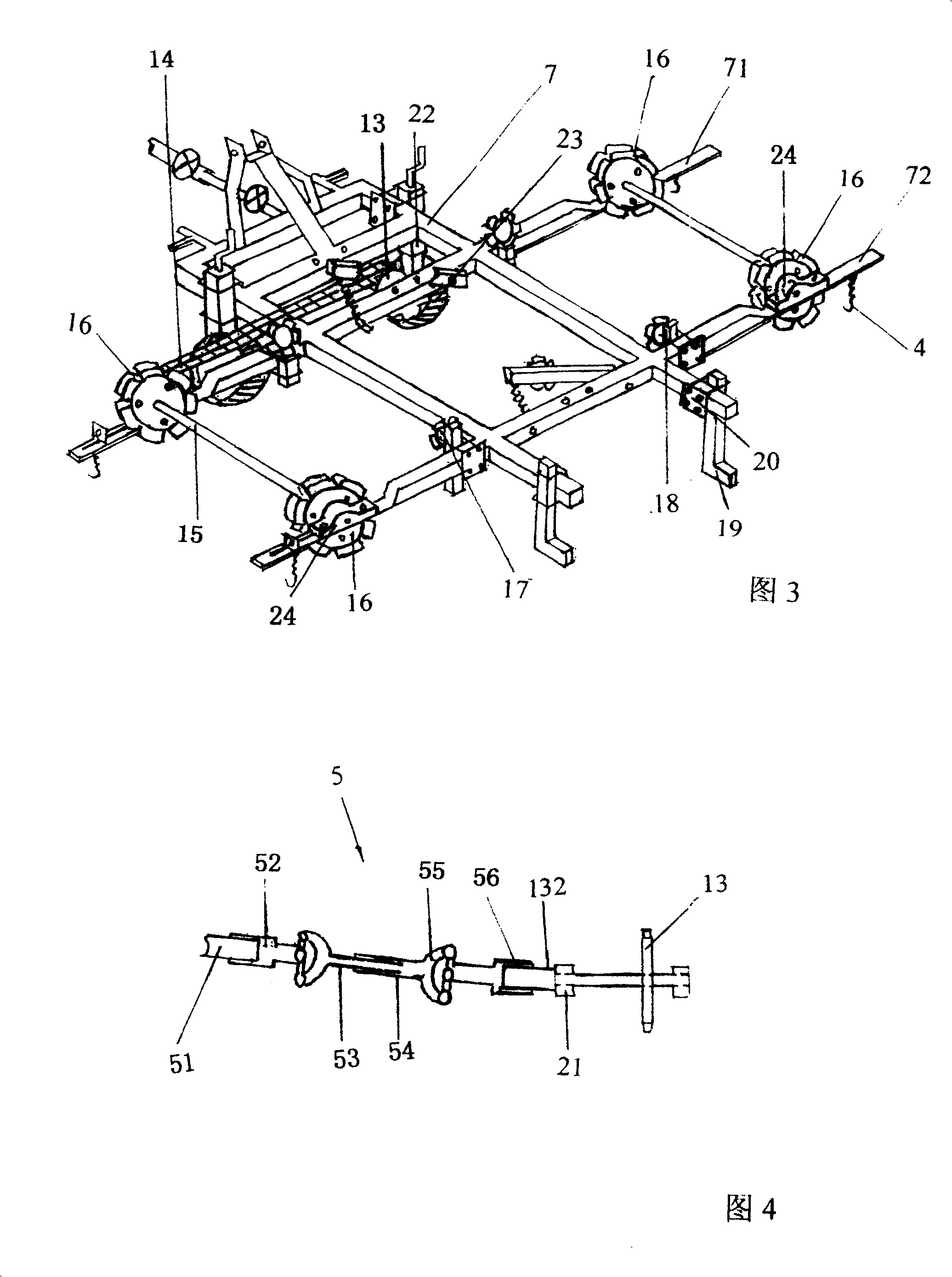 Rear-pulling mounted road snow scraping cleaning machine