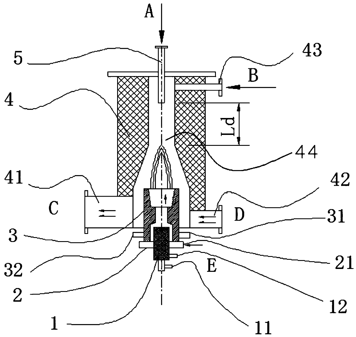 Device and method for preparing carbon black by plasma countercurrent cracking of gaseous hydrocarbon