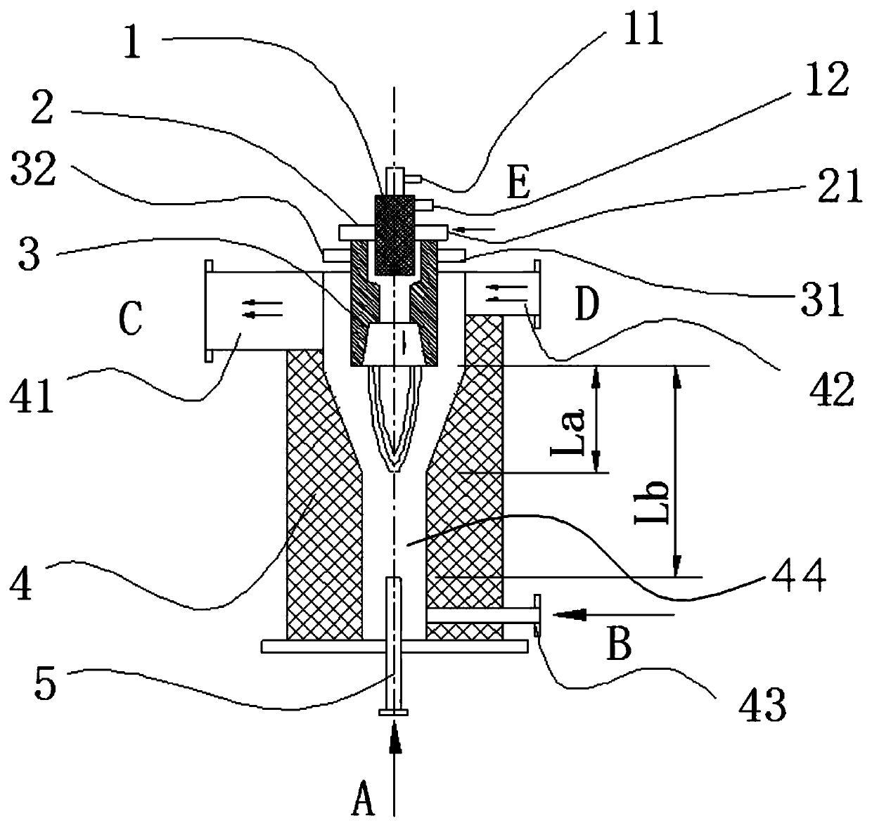 Device and method for preparing carbon black by plasma countercurrent cracking of gaseous hydrocarbon