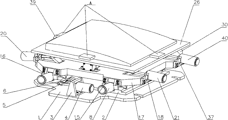 Pneumatic non-spherical processing clamp with adjustable inclination angle