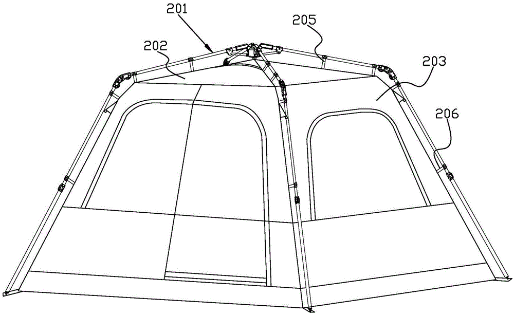 Main tarpaulin for foldable tent and connection structure between the main tarpaulin and tent rack rods