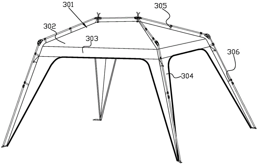 Main tarpaulin for foldable tent and connection structure between the main tarpaulin and tent rack rods