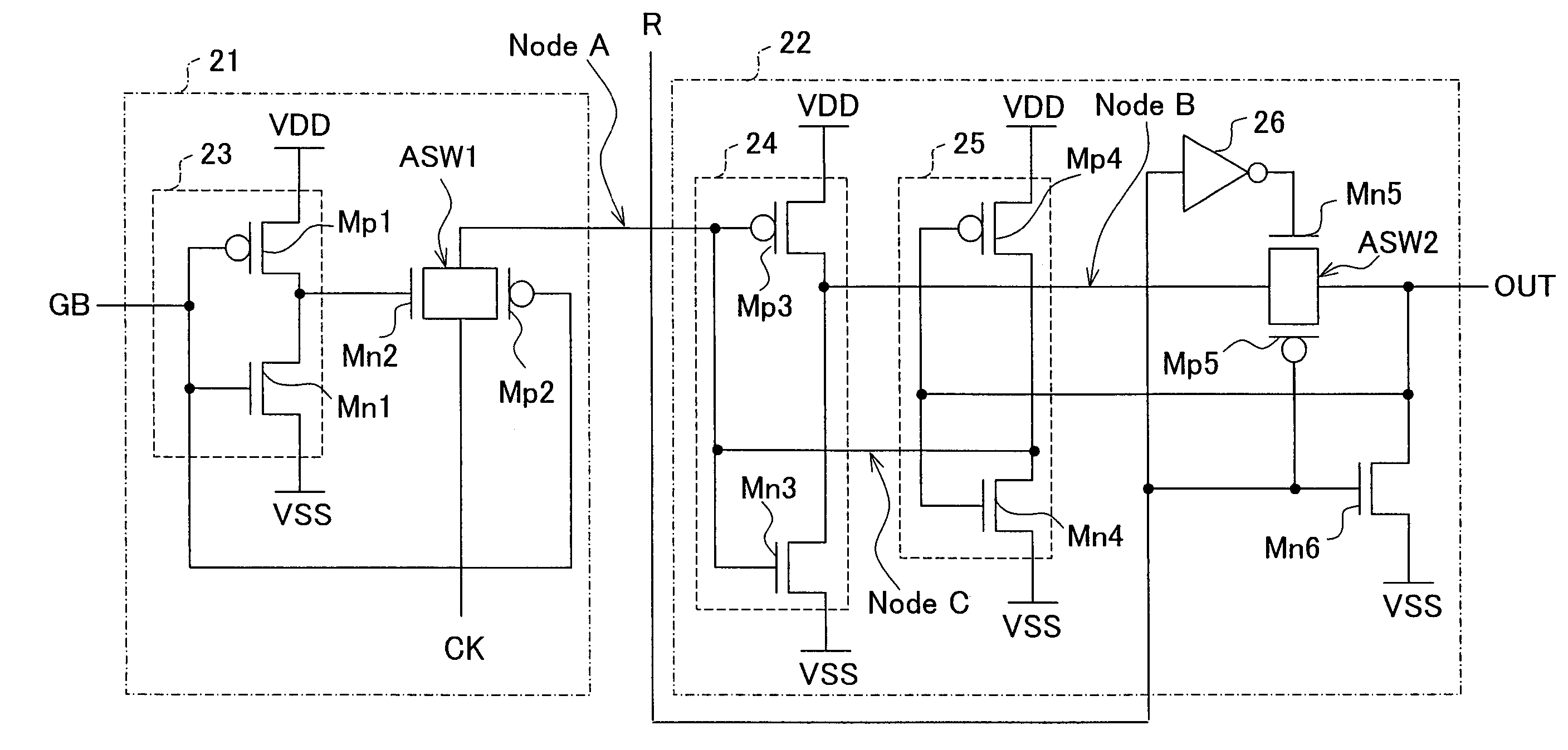 Flip-flops, shift registers, and active-matrix display devices