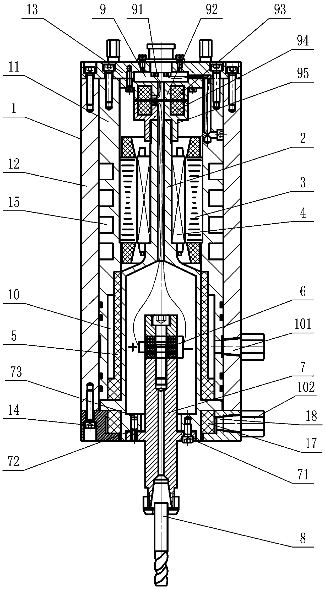 Air-suspended ultrasonic ultra-high-speed electric spindle