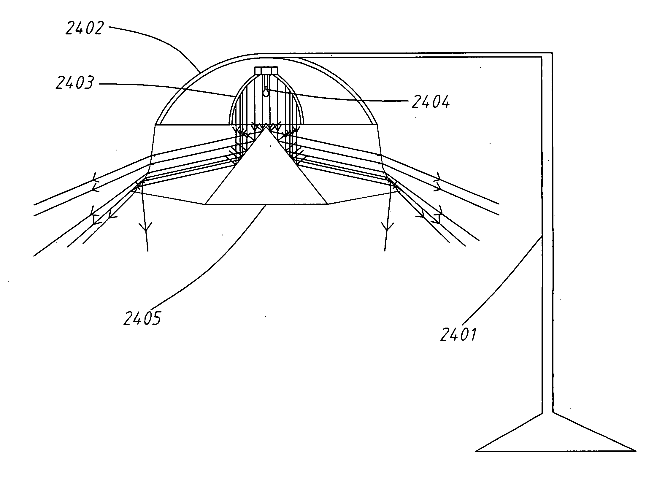 Light distribution panel having light distribution curves formed of multiple faces