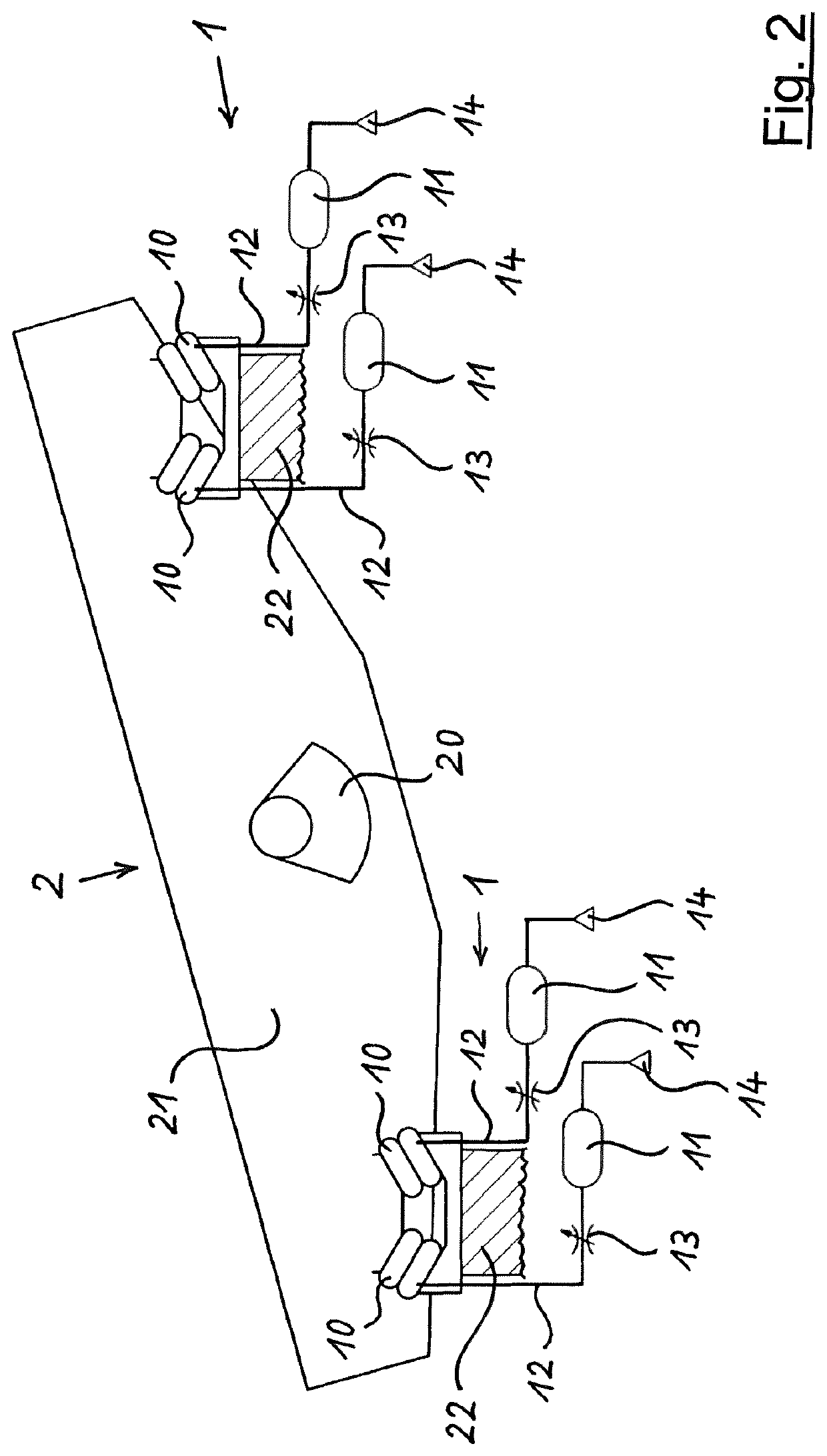 Vibrating machine with a bearing device and method of operating a vibrating machine