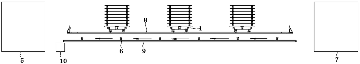 Rotary transport line for PCB production and processing plant and working method thereof